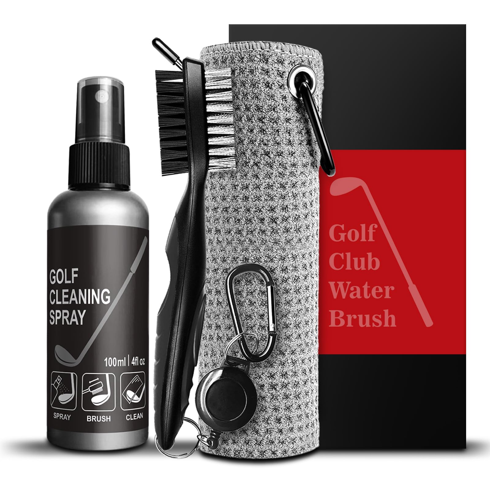 SisterAling Golf Club Cleaner Kit,with 3-in-1 Club Groove Brush,Water Sprayer and Towel, Green Cleaning Accessories, Gift for Golf Men and Golfers.