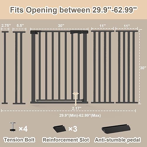 Miniatura 6 de Puerta de bebé interior para escaleras, puerta de perro con cierre automático para puertas, puerta de seguridad fácil de caminar para escaleras