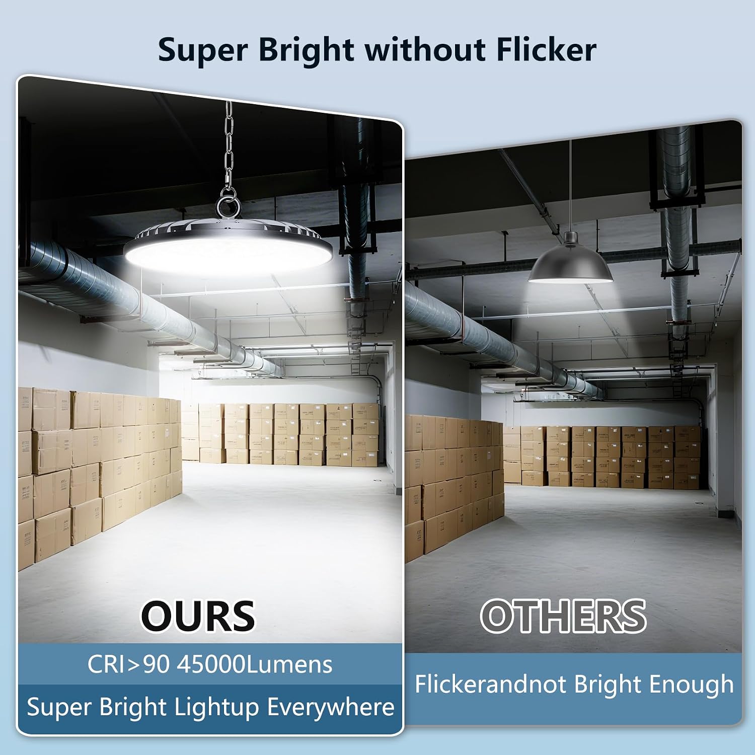 AIKVSXER 300W Shop Lights, 45000LM UFO LED High Bay Light 6000K Garage Lights IP65 Waterproof Commercial Bay Lighting for Warehouse, Gym, Factory, Workshop Plug & Play, 5FT Power Cord 6 Pack