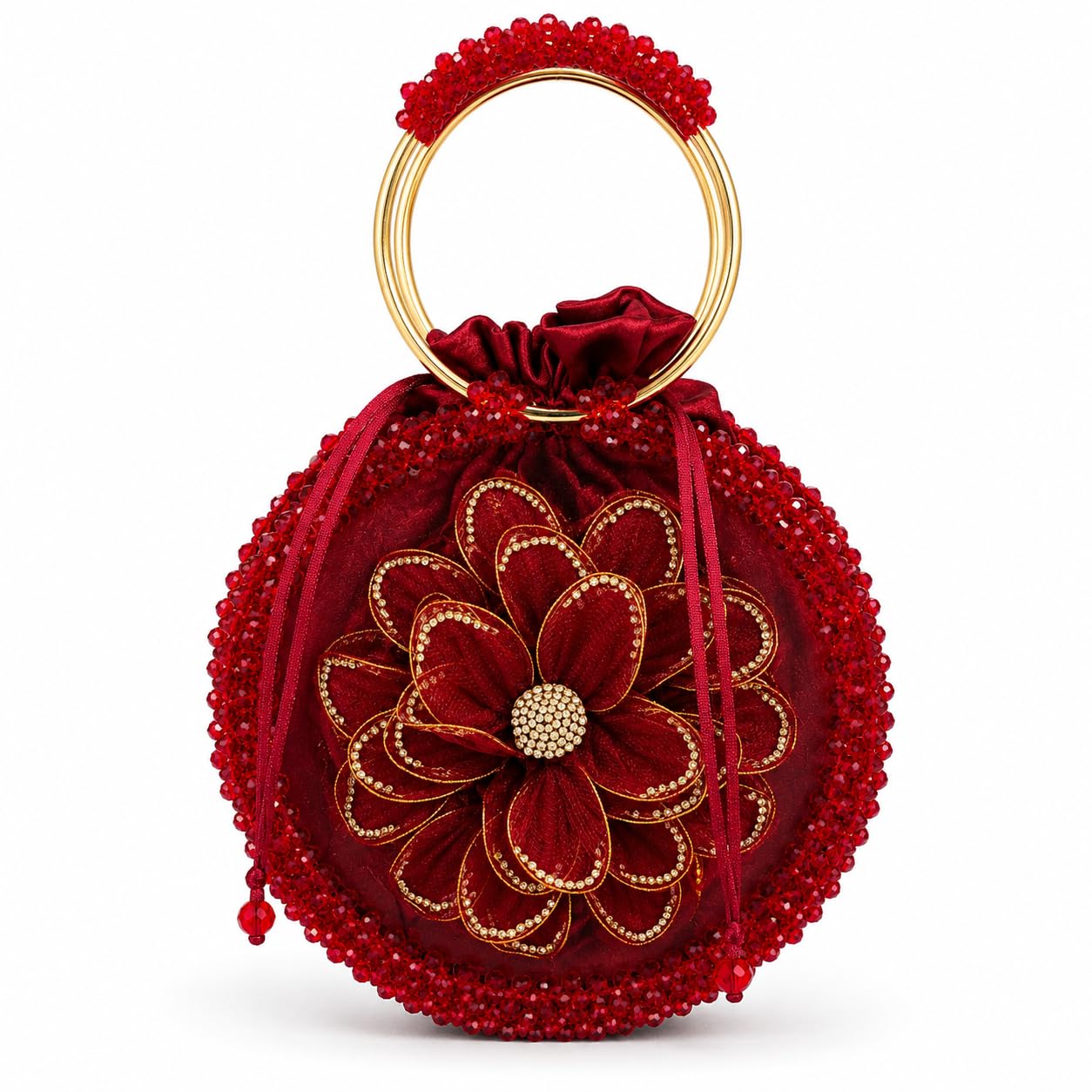 Floral Potli Bag (RED)-picture-43