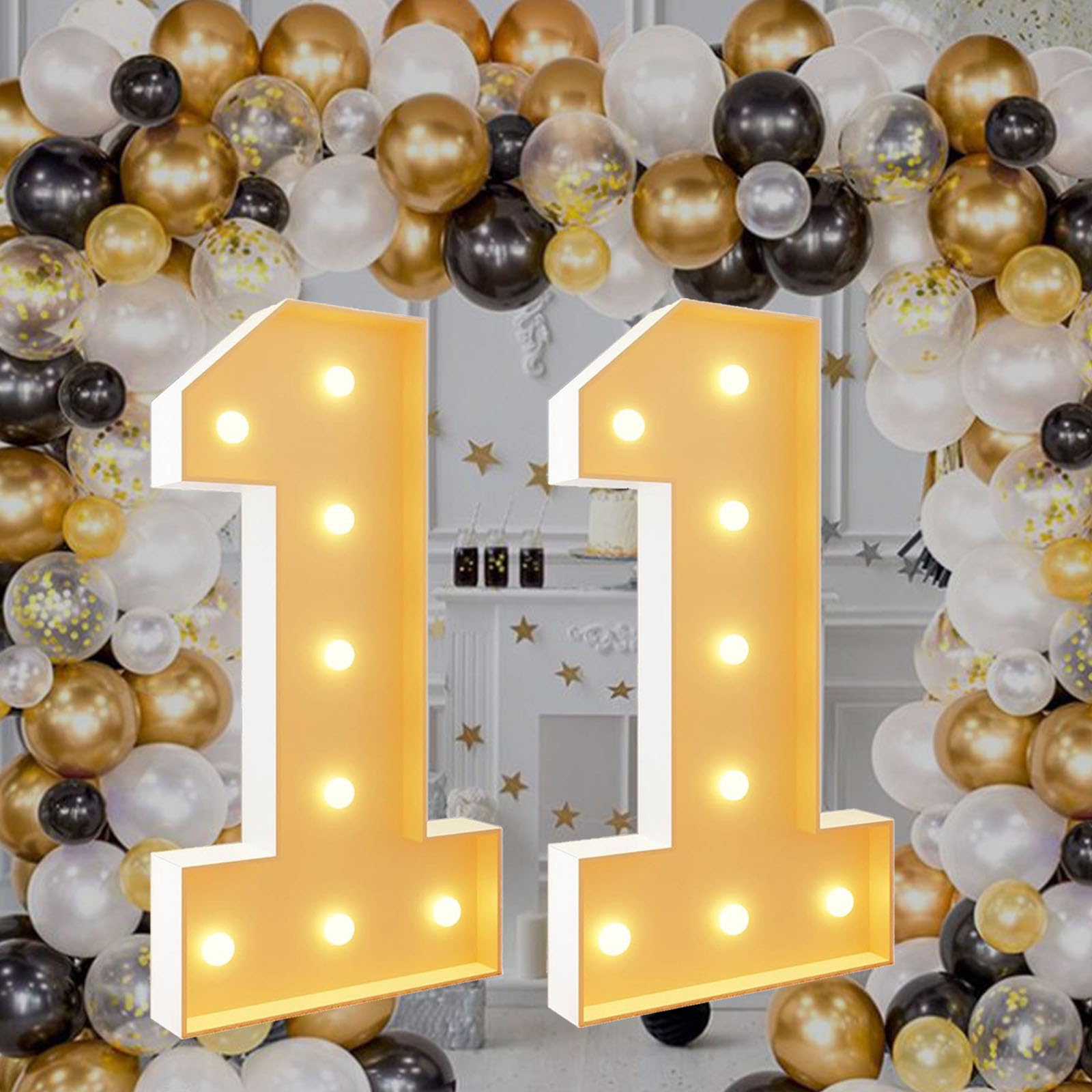 Lot de 11 chiffres lumineux de 7 m pour décoration de fête d'anniversaire 11 grands blocs lumineux en mosaïque prédécoupés en mousse pour mariage, anniversaire de bébé