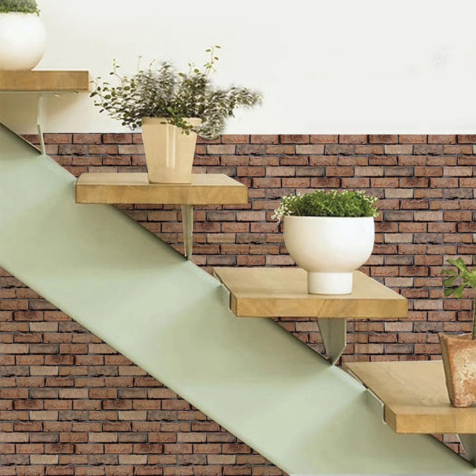 10 Pezzi Mattoncini Adesivi per Pareti Parati PVC Mattoncini 3D Adesiva Pannelli da Parete 3D Effetto Impermeabili Mattone per Parete Adesivi Wallpaper