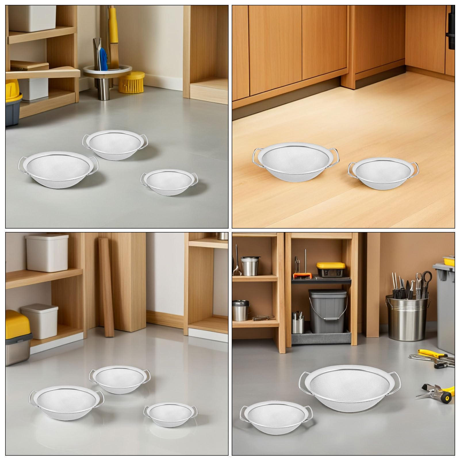 SEWACC Juego de 4 filtros de Malla de Acero Inoxidable para Pintura, Ideales para Cubos de Pintura y líquidos. Herramientas industriales y Manualidades.