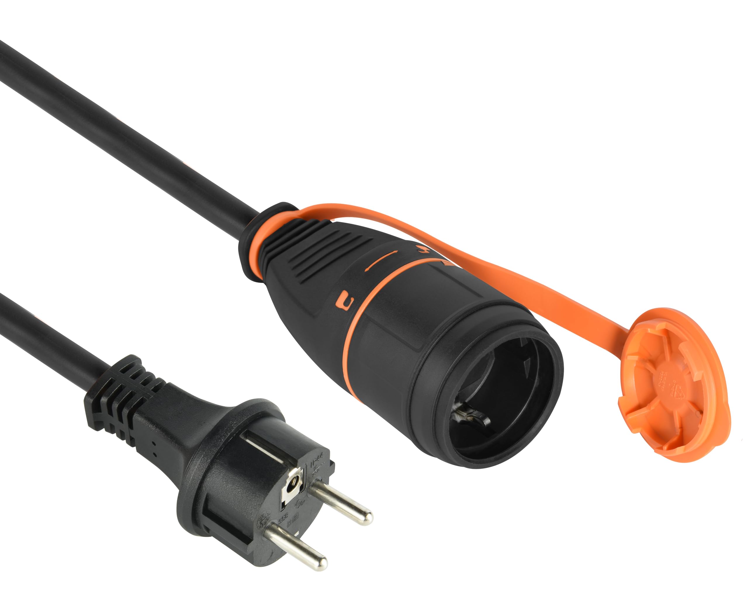 Electraline 01745 Câble d'extension électrique spiralé 5M, avec prise Electralock équipée d'un mécanisme de verrouillage qui empêche la déconnexion accidentelle, câble spécial H07BQ-F 3G1,5mm, IP44