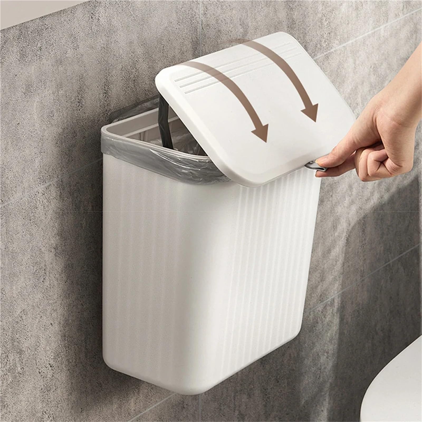 cestino della spazzatura da cucina a sospensione, Cestino for la raccolta dei rifiuti da cucina, secchio for la raccolta della carta igienica da appendere al WC, mini cestino for la casa(Grijs,7L)