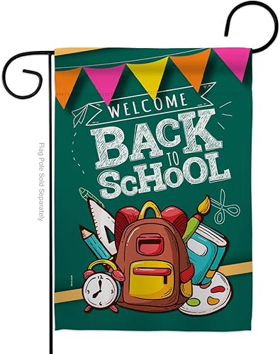 Bandera de jardín de bienvenida para educación a la escuela, suministros de autobús para el primer día, maestros, estudiantes, clase, decoración de