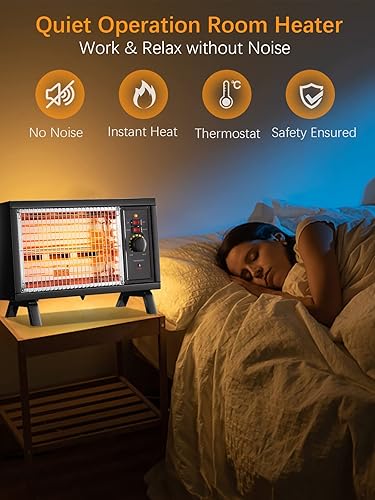 Miniatura 5 de JASUN Calentador de espacio portátil, calentador eléctrico radiante, calentamiento rápido con termostato ajustable, calentador de interior portátil