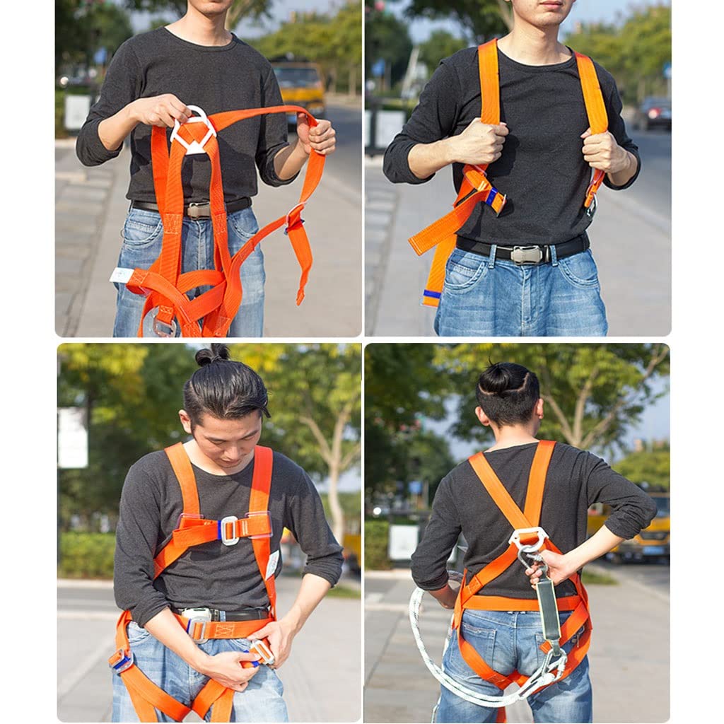 SwaYve Cinturón de Seguridad para Trabajos Aéreos, Arnés de Seguridad de Cuerpo Completo, Kit de Arnés de Seguridad para Escalada, Arnés de Detención de Caídas, para Escalada en Árboles, Montañismo, R
