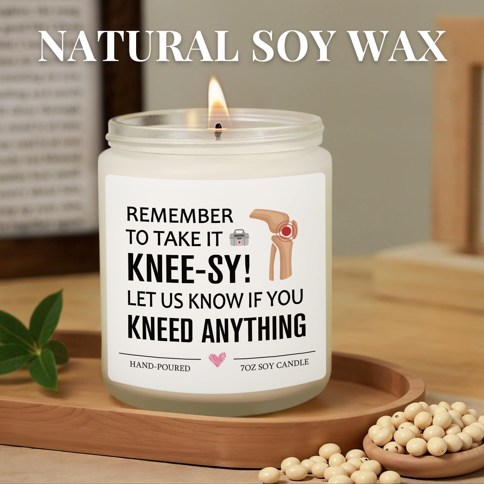 Post Knee Surgery Recovery Gifts, Knee Replacement Gifts, Knee-sy Gift, Comfort Get Well Soon Gift for Men Women Patients，Funny Lavender Scented Candle