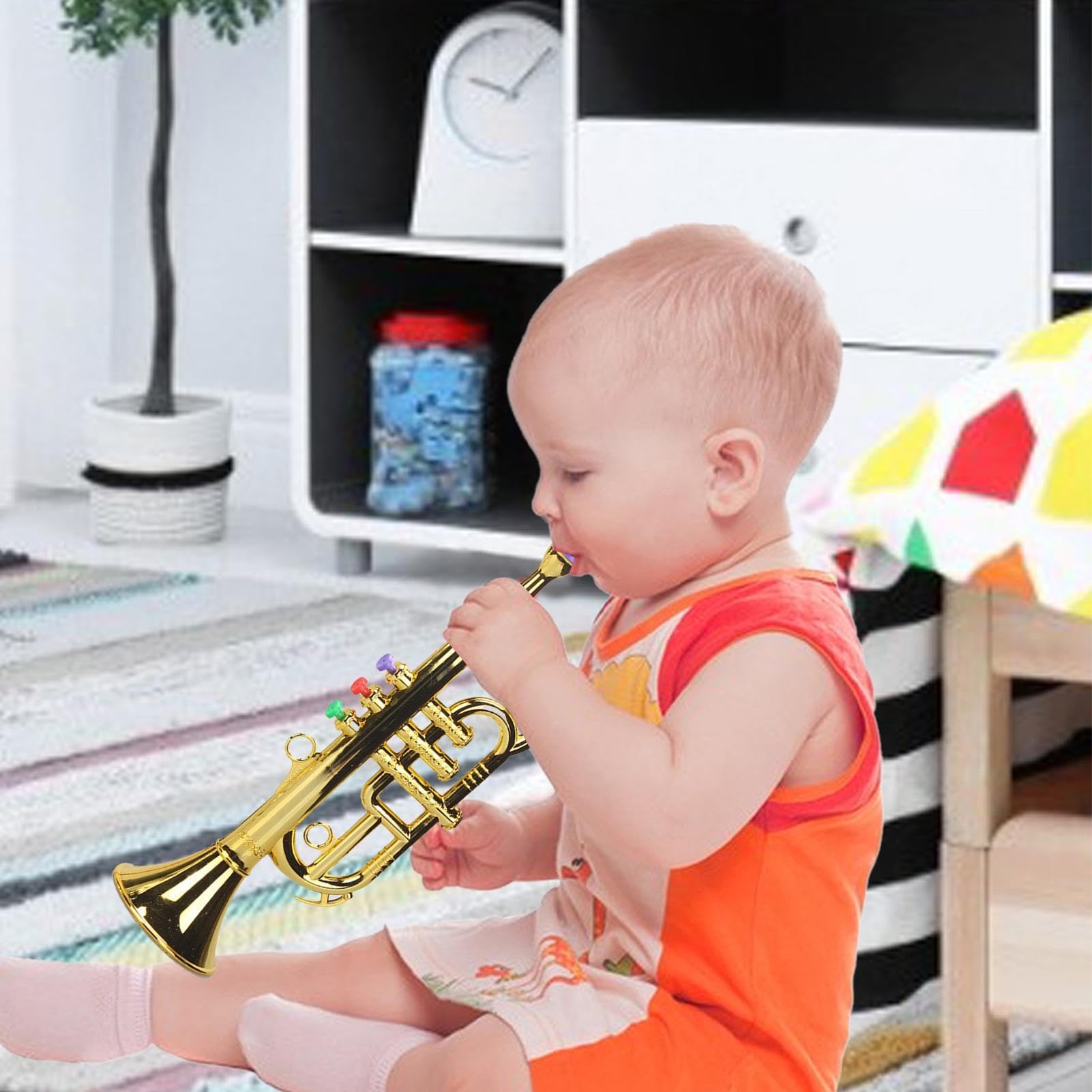 Tromba Giocattolo Per Bambini – ABS 12x9x34cm | Tromba D'argento, Giocattolo Simulato Strumento Trombetta Divertente Per Bambini, Strumenti A Fiato Strumenti A Ṕer Ragazzi Ragazze B́ambini Picc