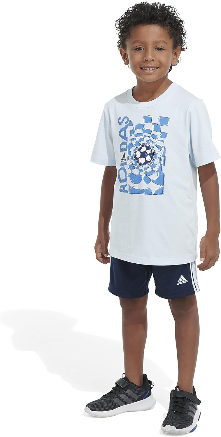 adidas boys Short Sleeve Cotton Graphic Tee & Shorts Set - Image 4