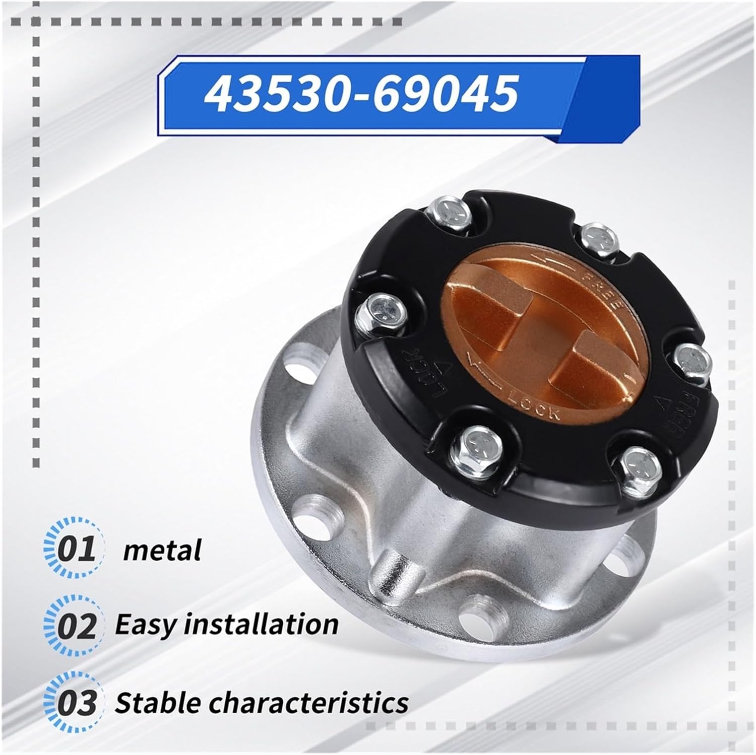 Wheel Locking Hub Manual Lock Compatible with Land Cruiser FJ40 FJ45 FJ60 FJ62 BJ40 BJ42 BJ60 43530-69045—L49A