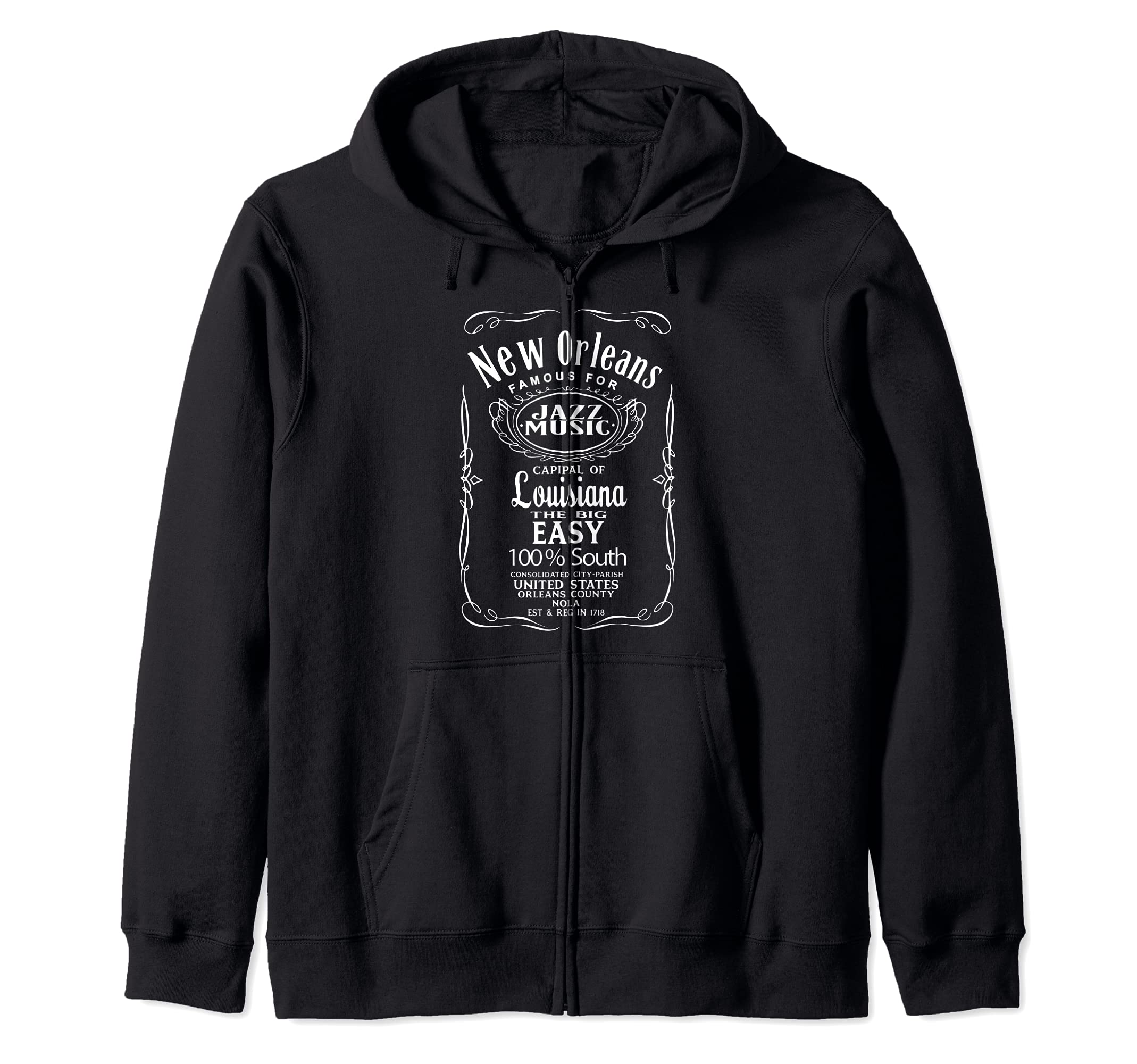 New Orleans Louisiana USA United States of America outdoor Zip Hoodie, Black