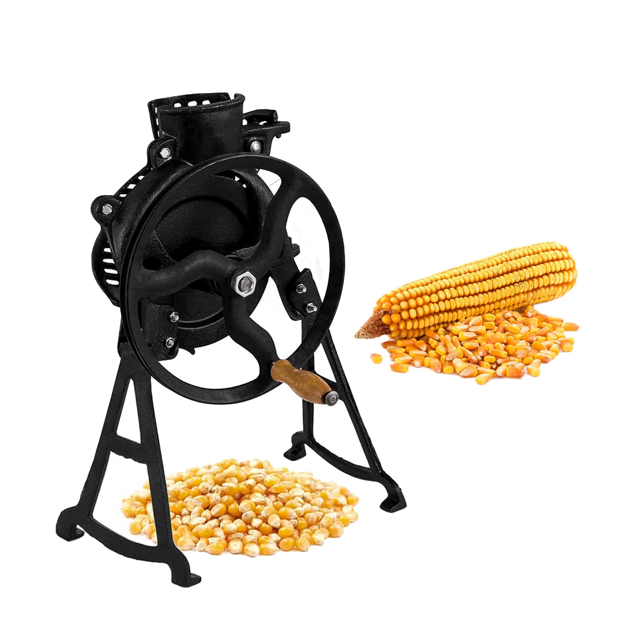 Trebbiatrice Manuale per Mais da 40~60 kg/H, Sgranatrice Manuale per Mais in Acciaio Inossidabile con Manico in Legno, Sgranatrice per Mais per Famiglie E Piccole Aziende Agricole