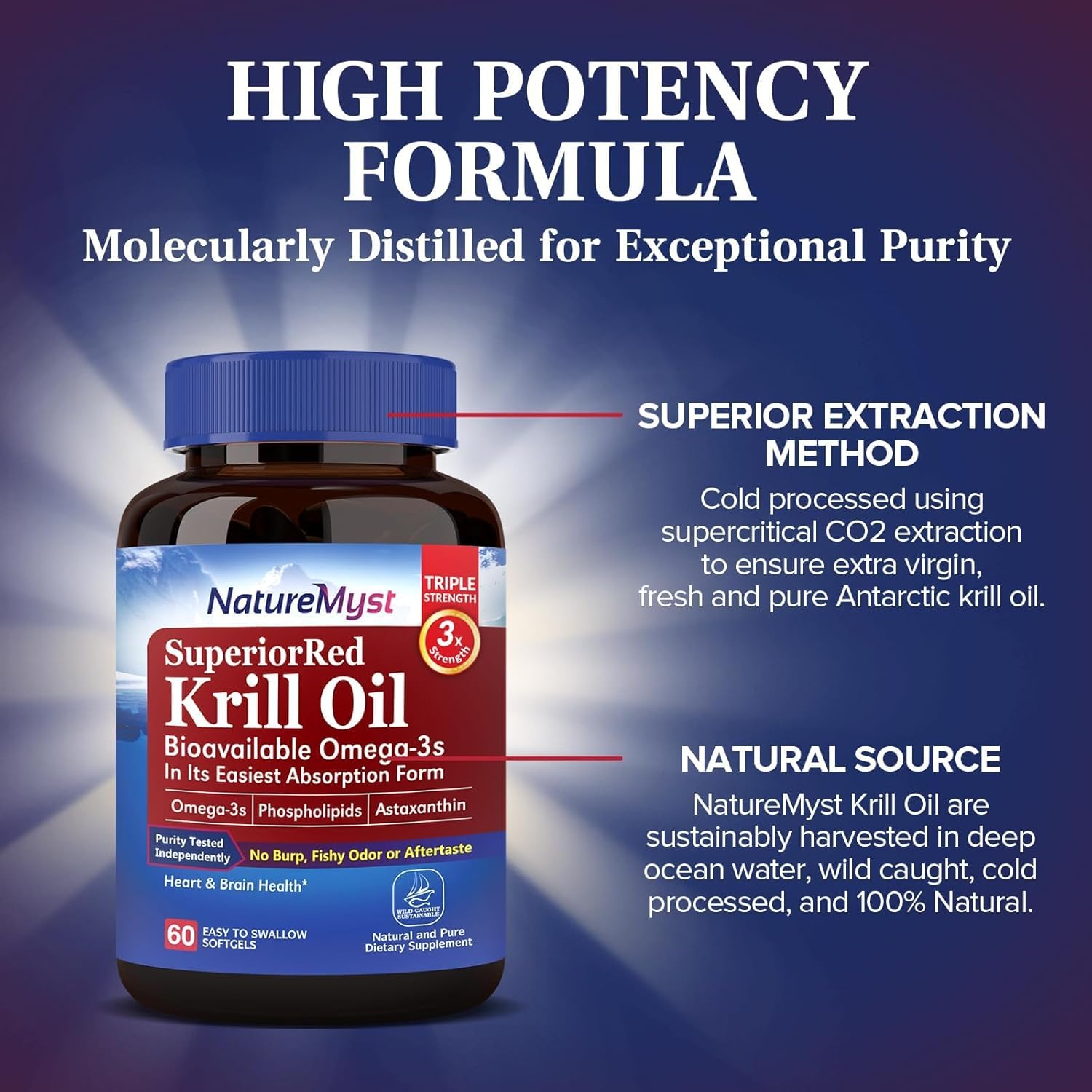 Krill Oil 1000 mg Softgels, Krill Oil Omega-3s, EPA, DHA, Astaxanthin & Phospholipids, 60 Count (Pack of 2), Non-GMO, No Gluten, Made in The USA