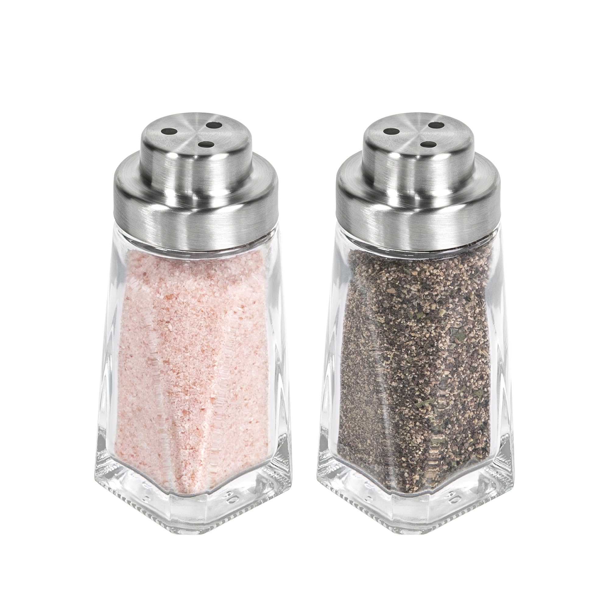 Aelga Glass Salt and Pepper Shakers Set - Elegant Farmhouse Kitchen Decoration - Coarse
