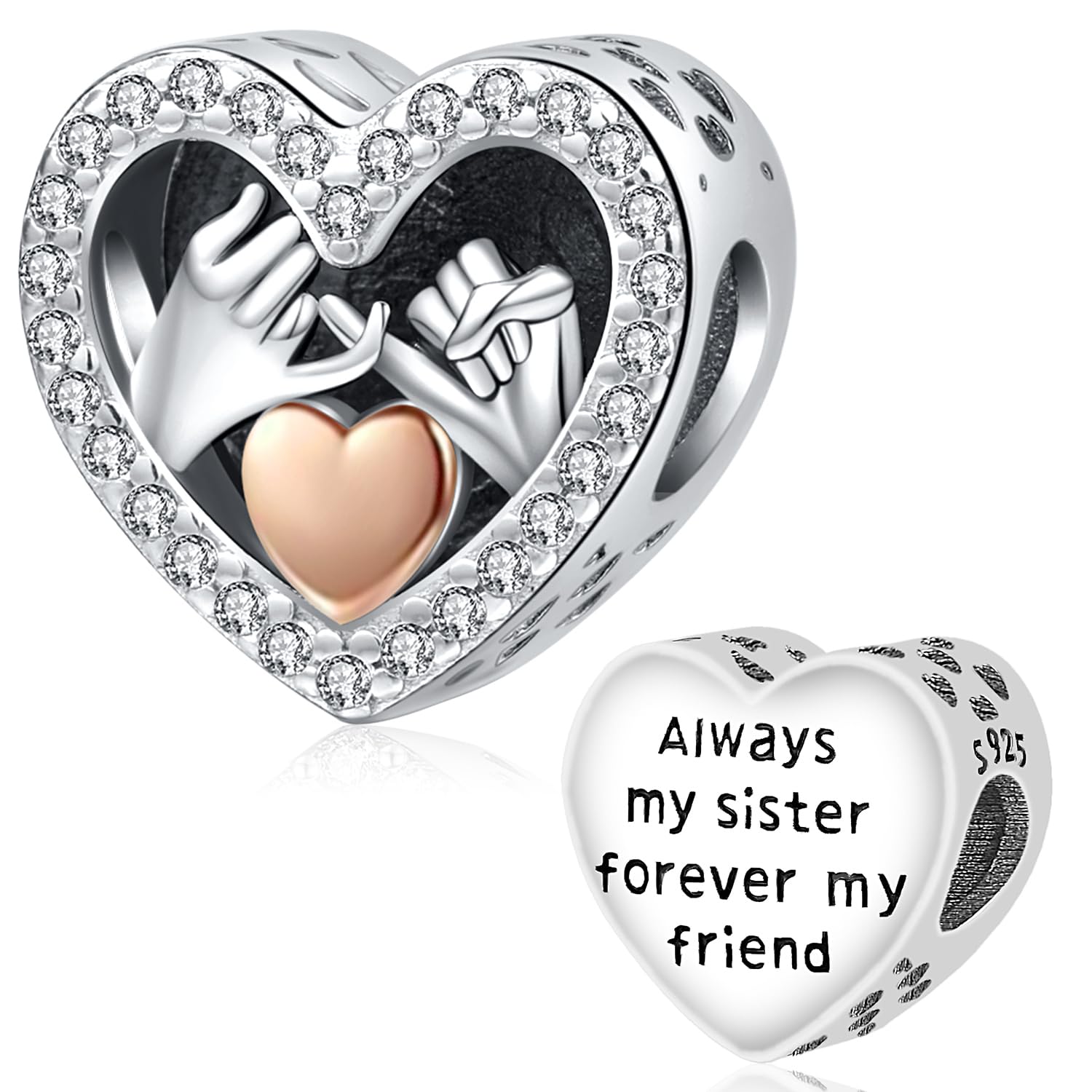 Charm Albero della vita/Cuore/Bussola/Sorelle/mano di Fatima in Argento Sterling 925, charm Pandora, charm ciondolo compatibile per braccialetti e collane europei, miglior regalo per donne e ragazze