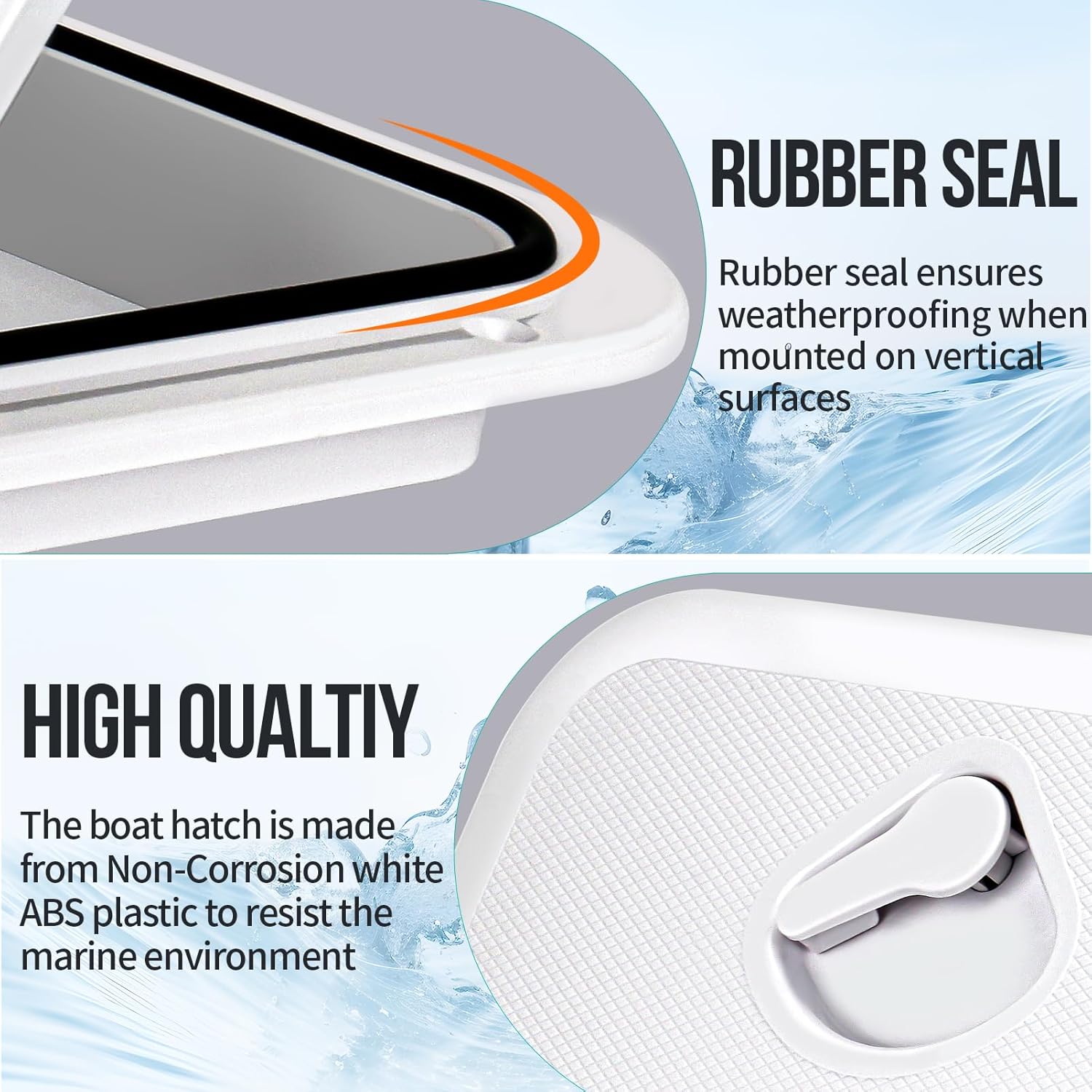 smartmarine Marine Deck Access Hatch 14" Black/White Rectangle Boat Hatch & Lid,Boat Deck Hatch Lids