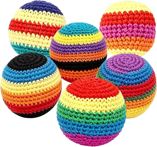 Upgraded Handmade Knitted Hackys Set, Colorful Crochet Footbag Sacks, Juggling Balls for Adults Beginners, Portable Handwoven Toss Hacky Balls