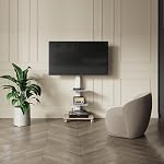 FITUEYES Mobile Floor TV Stand with Swivel Mount for 32-70 Inch Flat/Curved TVs, 3-Shelf Portable Rolling TV Cart with Load Capacity up to 88 lbs,Max VESA 600x400mm(White)