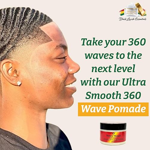 Miniatura 4 de Ultra-Smooth 360 Pomade para pelo ondulado para hombre, ondas profundas, fijación fuerte y brillo para cabello ondulado, manteca de karité y manteca