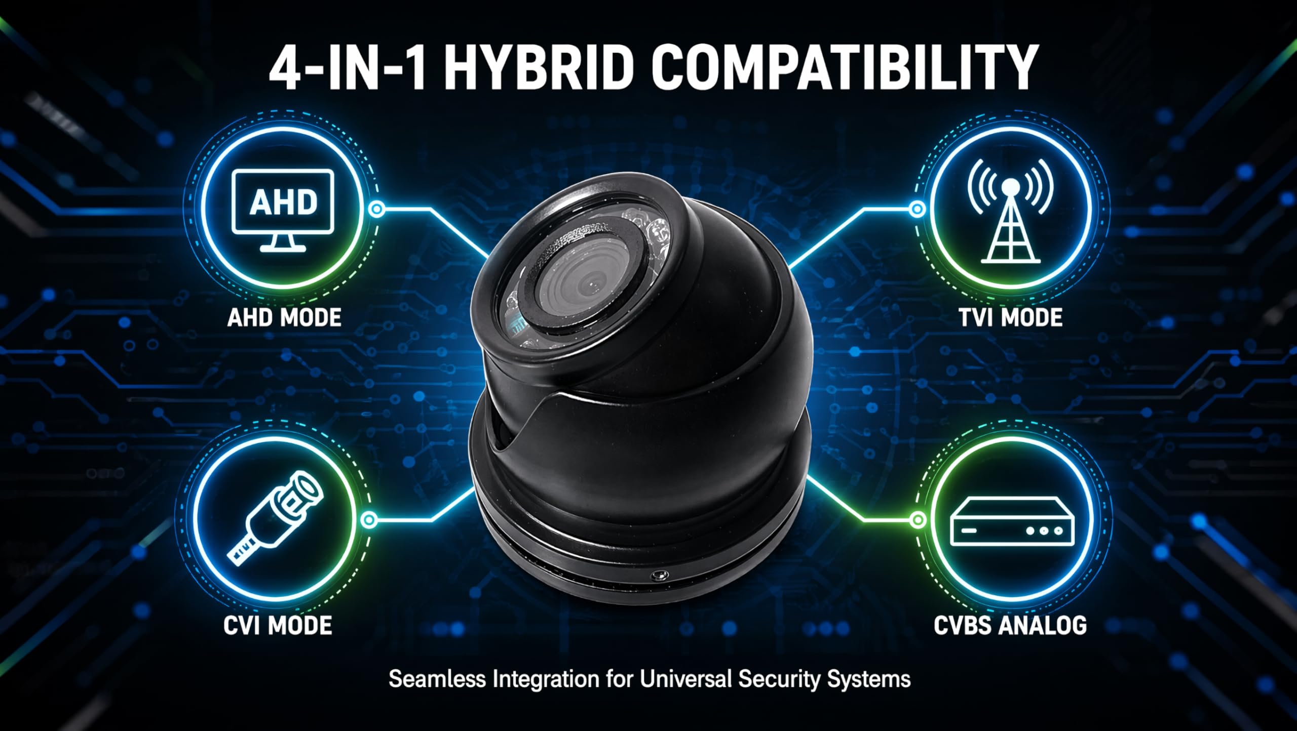 AHD TVI CVI Analogico Mini Telecamera Dome 1080P Telecamera di Sicurezza Impermeabile IR Dome 2MP 4 in 1 Hybrid 2.8mm Visione Notturna Infrarossi CCTV Videosorveglianza HD Over Coax Nero