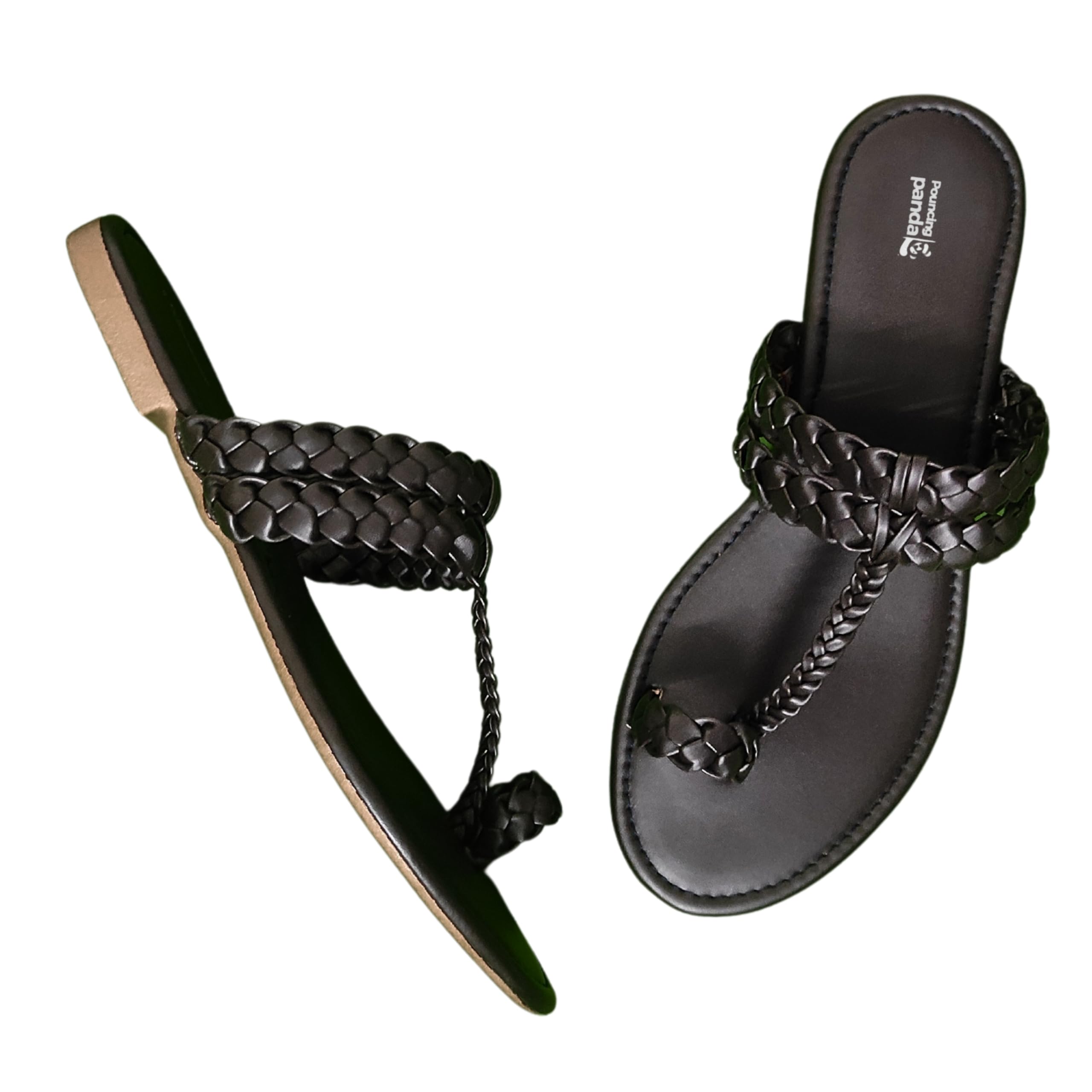Women's Round Toe Flats Sandal | Hand Braided Toe Ring Sandals | Dailywear Slippers Under 500 | Open Toe Kolhpauri Style chappal for Ethnic and Casual Occassions.-image-5