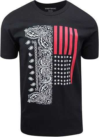 United States of America Bandana Mens Black Shirt USA Flag and Bandana