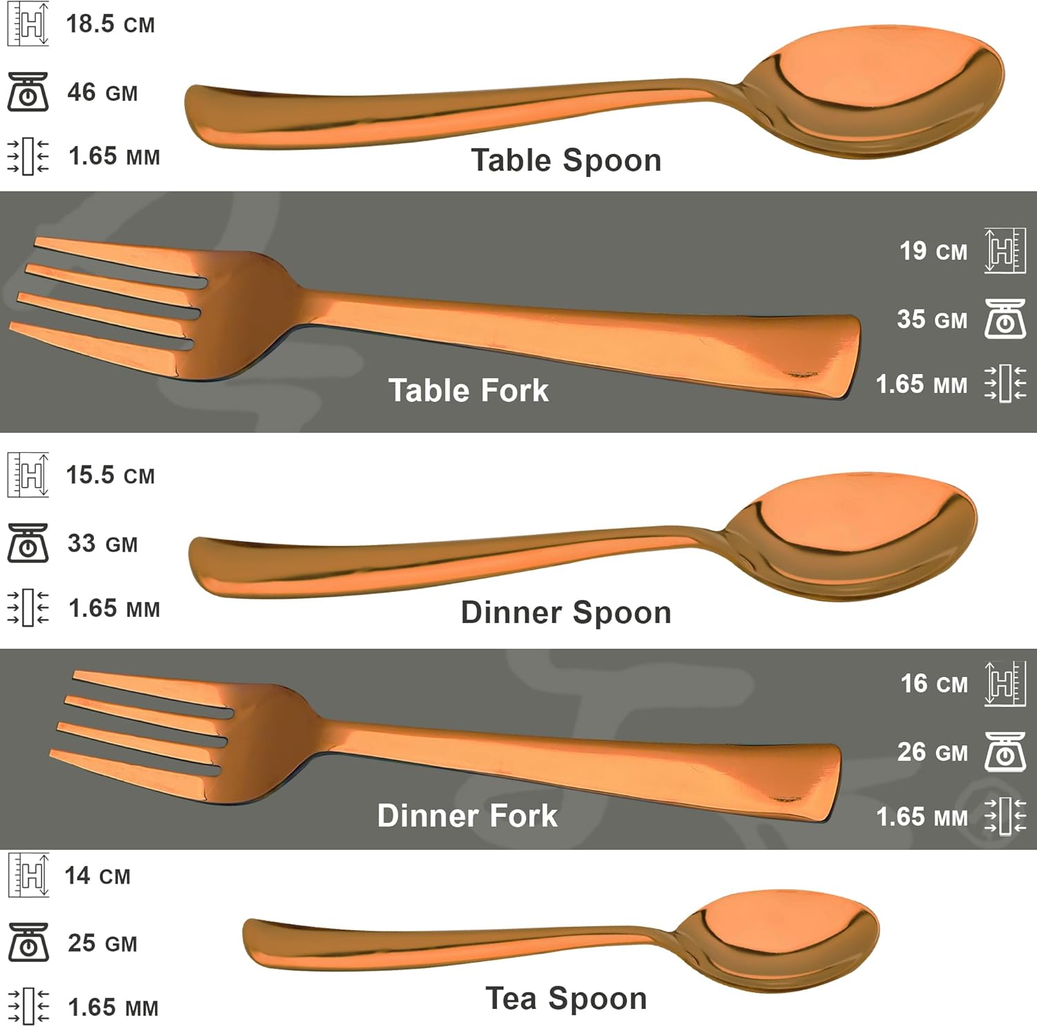 6 Pieces Stainless Steel Rose Gold Forks Set, 16cm Long, Premium Forks Cutlery for Home & Kitchen, Luxury Dining Tableware Gift for House Warming, Dinner Forks Set of 6