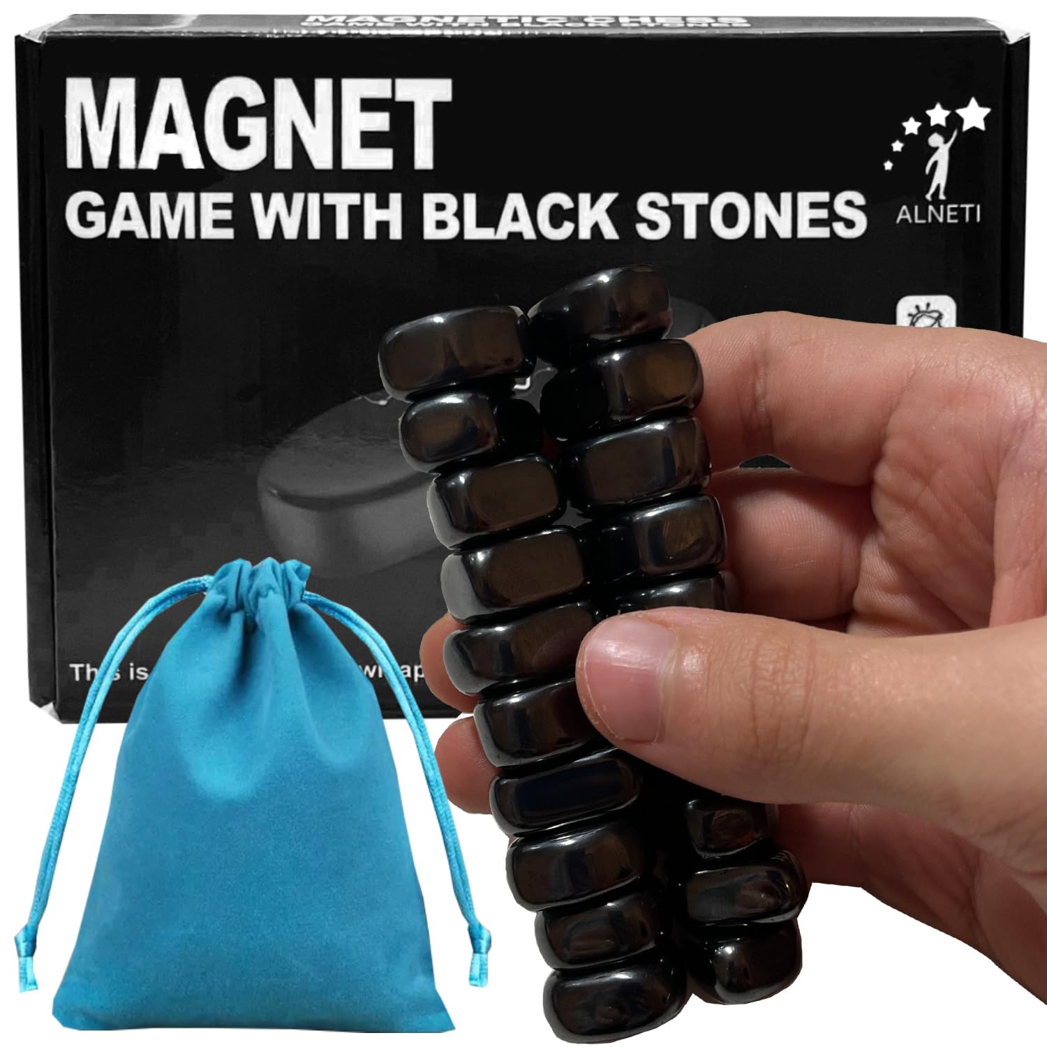 Magnet Game with String Travel Size - Magnetic Chess Set with Stones for Family Night - Fun Portable Two Player Magnet Rocks for Teens - Magnetic Games for Adults and Kids