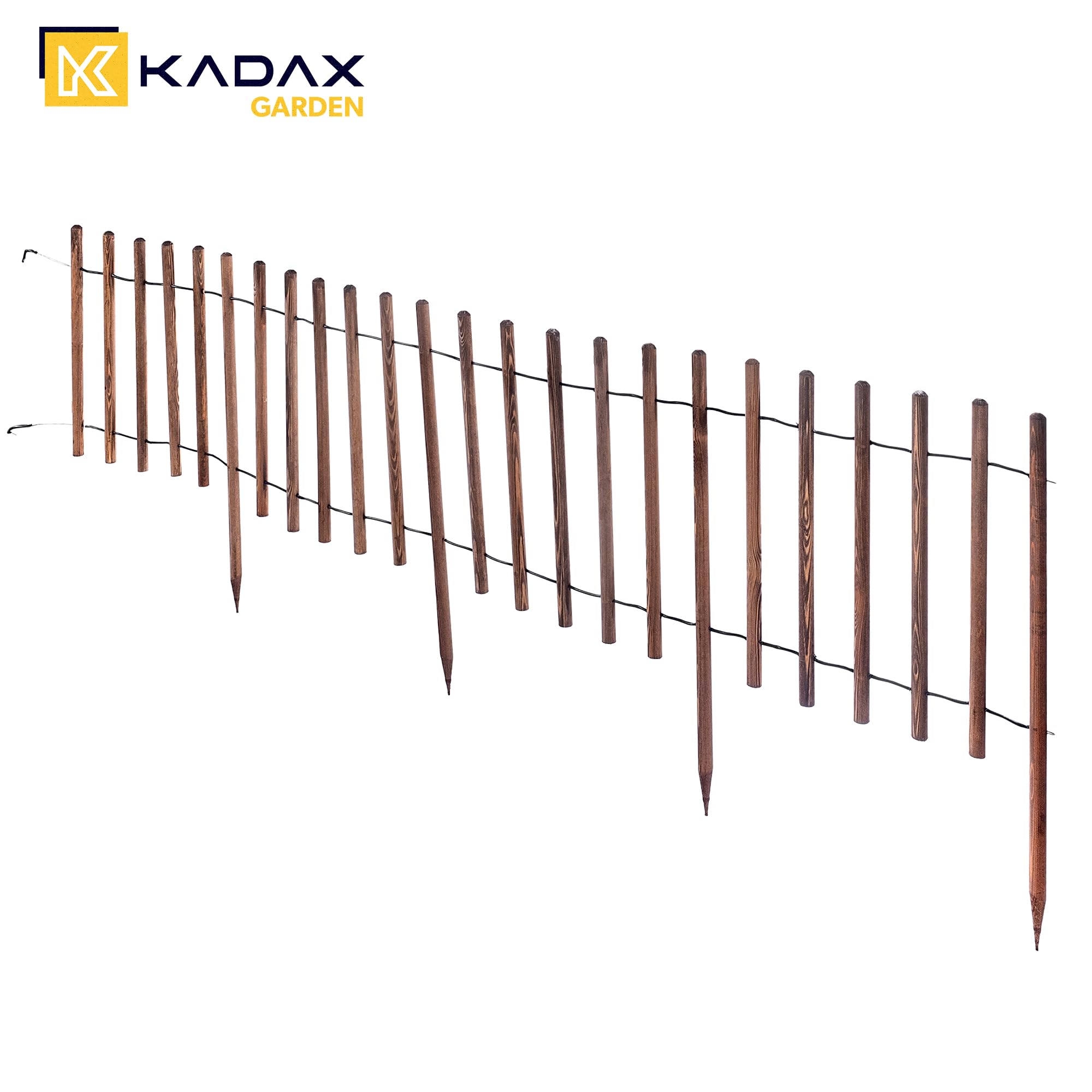 KADAX Bordo per aiuole, recinzione in legno resistente alle intemperie, bordo per aiuole con collegamento in filo di acciaio, bordo per prato, bordo per giardino, aiuole o parco (80 x 230 cm)