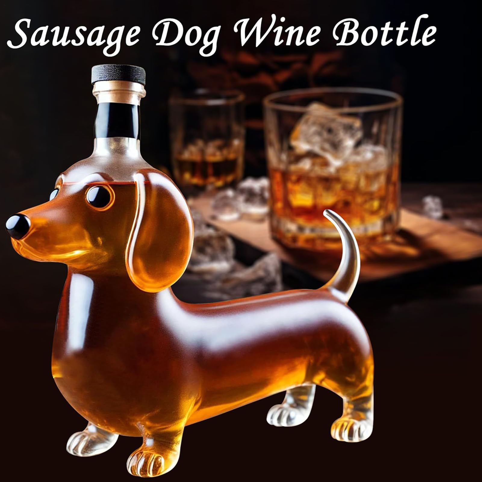 Bouteille De Whisky Teckel, Verre Sculpté 3D Créatif, Bouteilles En Verre À Whisky En Forme D'animal Rigolo, Carafe À Vin Pour Bar, Récipient À Vin Pour La Décoration Intérieure