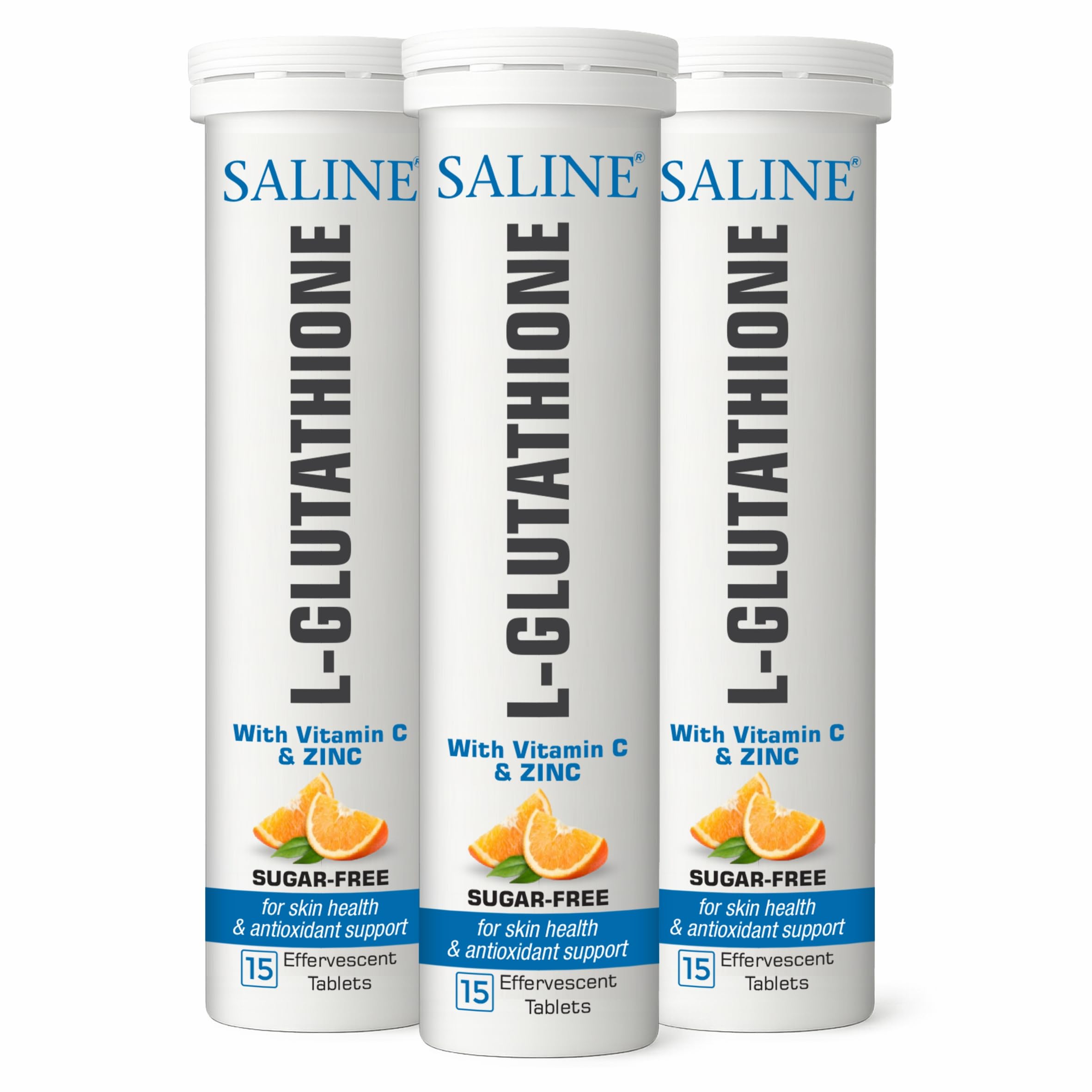 SALINE Glutathione Effervescent Tablets with Vitamin C & Zinc | Skin Health  & Antioxidant Support | 15 Tablets Tube | Lemon Flavour | Sugar-Free | For  ...
