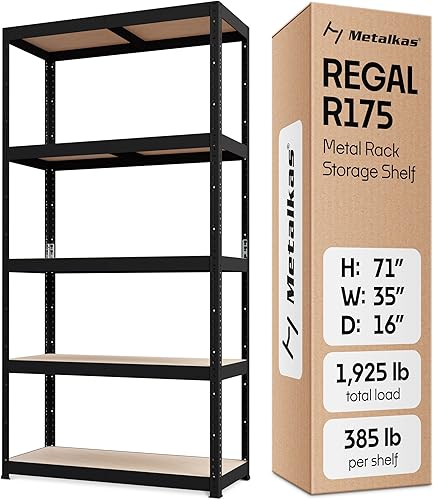 Estantes de almacenamiento 5 estantes de almacenamiento resistentes con una capacidad de carga total de 1.925 libras, 385 por estante de