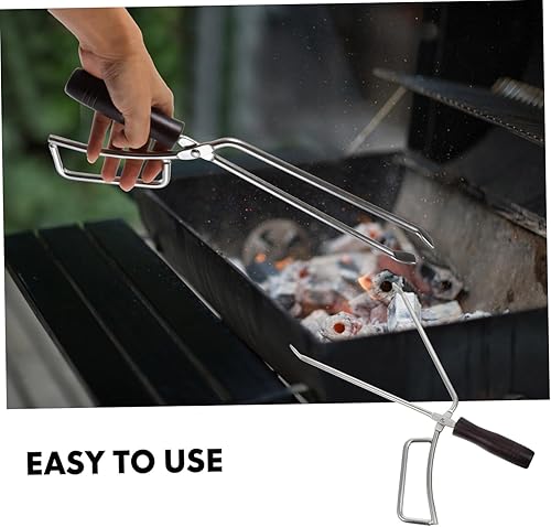 Miniatura 7 de GANAZONO Pinzas largas para barbacoa con mango de haya maciza, pinzas para parrilla de cocina al aire libre, 1 ud