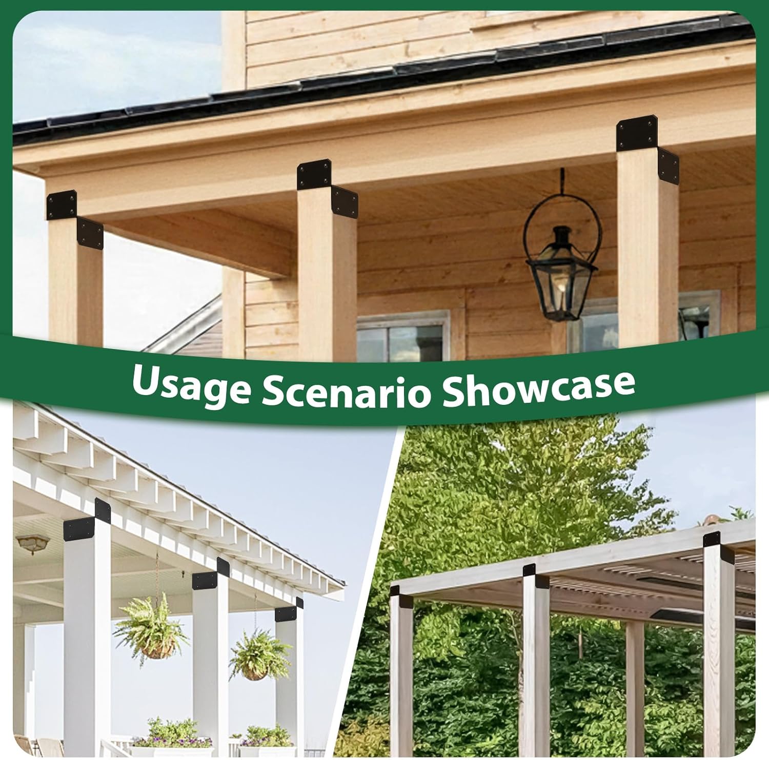4-Pack 6x6 Post Cap Tie Bracket, Heavy Duty Carbon Steel Black Powder Coated Post to Beam Connector for Pergola Gazebo Deck Patio, Includes Screws & Easy to Install