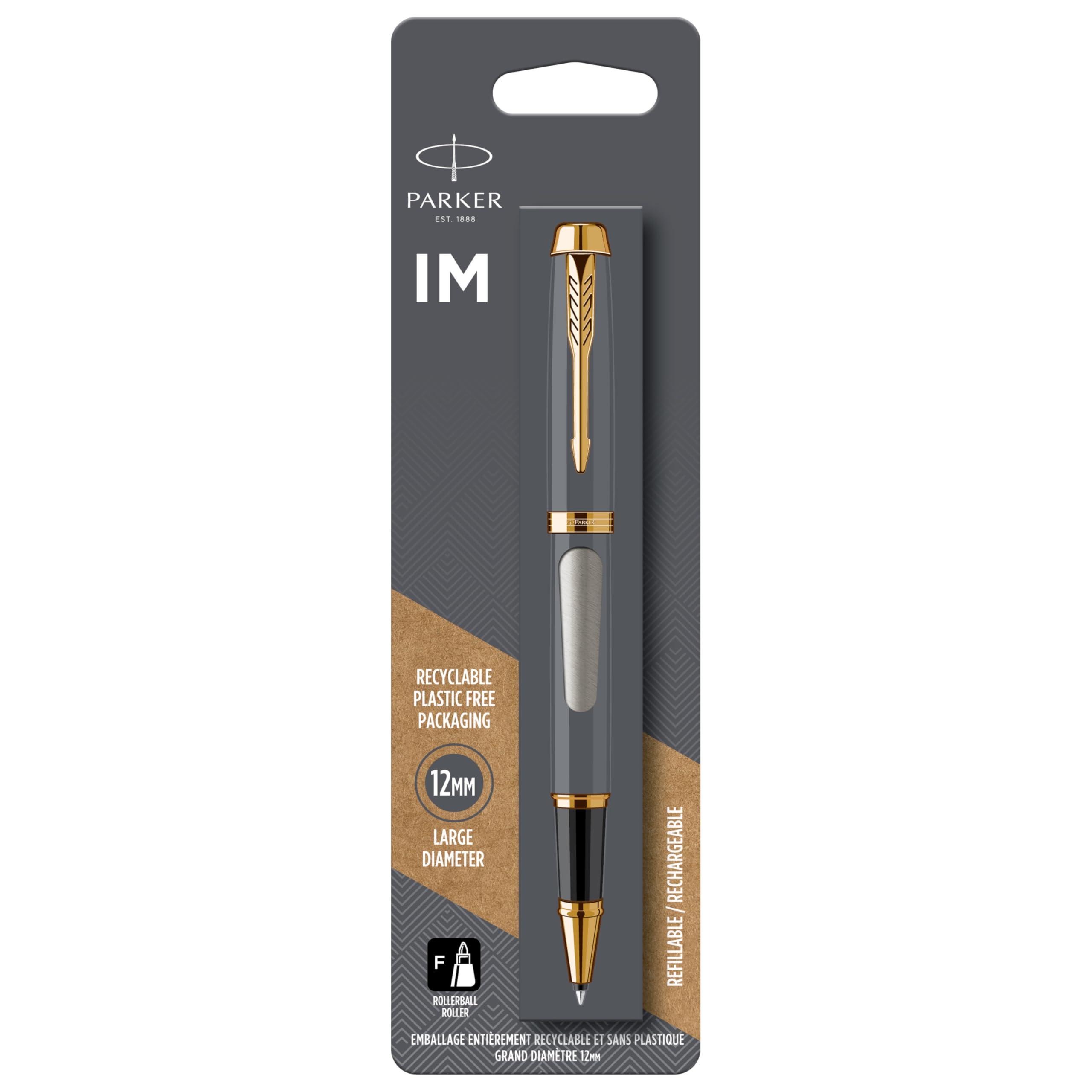 Parker IM Rollerball Pen | Brushed Metal | Fine Point Black Ink