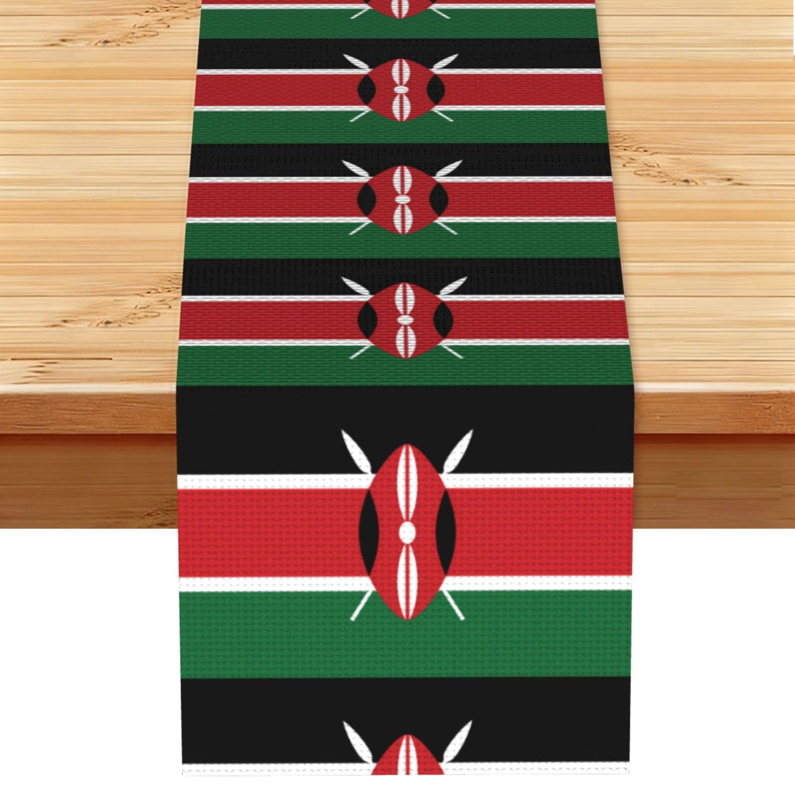 Flag of Kenya Linen Look Table Runner 13x72-Wrinkle Resistant Farmhouse Style for Dining Table Decor