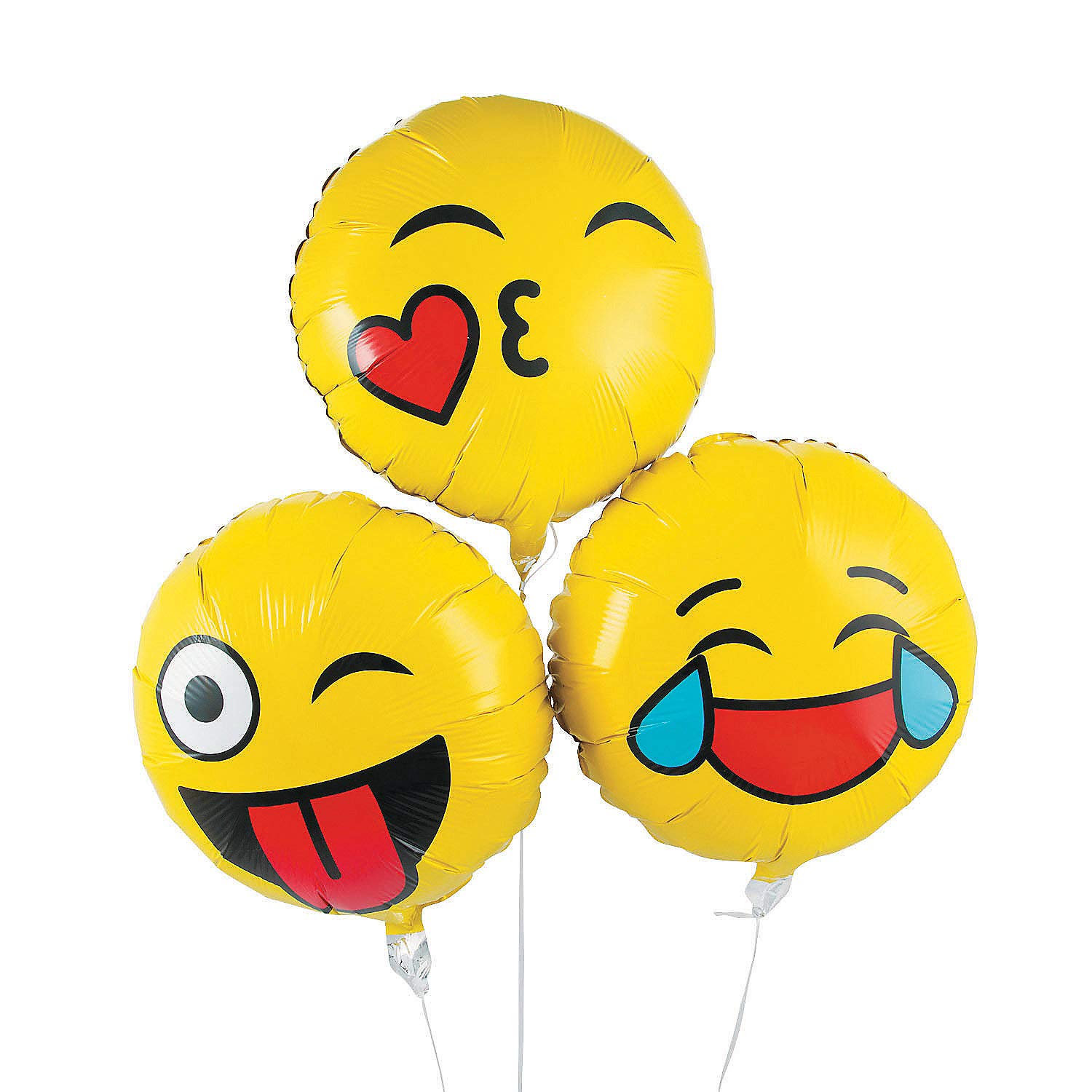 Fun Express - Emoji Mylar Balloons - Party Decor - Balloons - Mylar Balloons - 3 Pieces