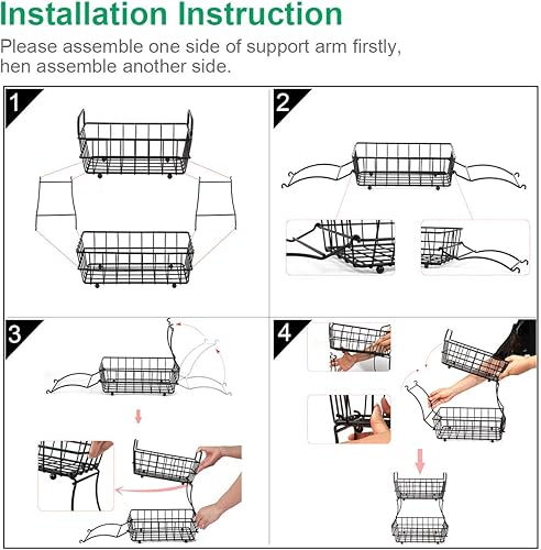 Miniatura 4 de TomCare Cesta de frutas de 2 niveles de metal, frutero, cestas de pan, soporte de frutas desmontable, cestas de almacenamiento de cocina, soporte -