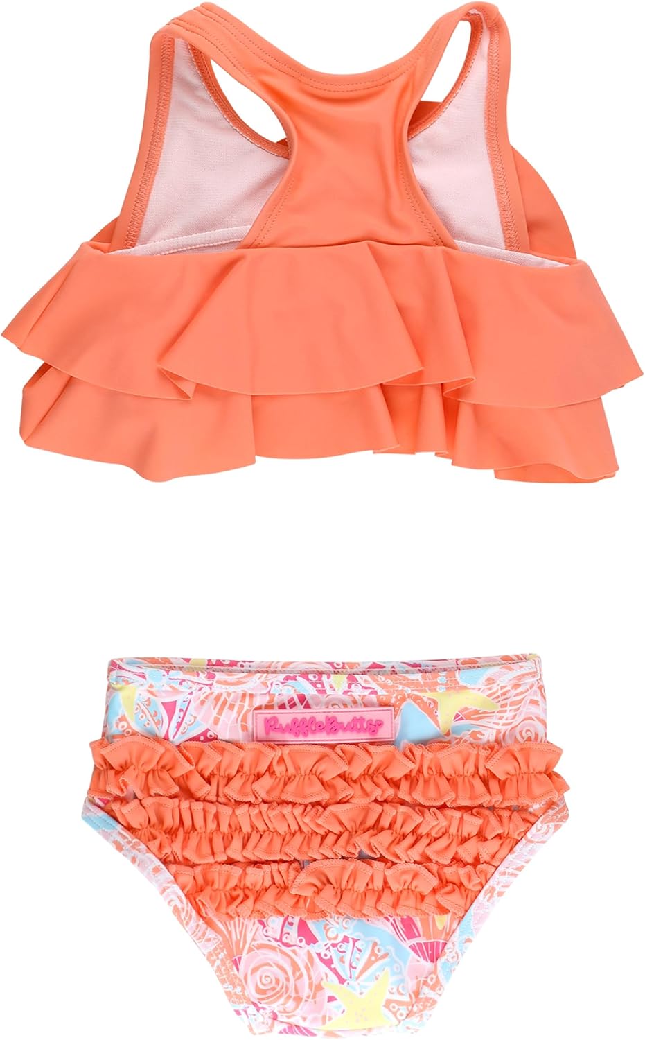 RuffleButts Girls UPF50+ Sun Protection Flounce Bikini Two Piece Swimsuit