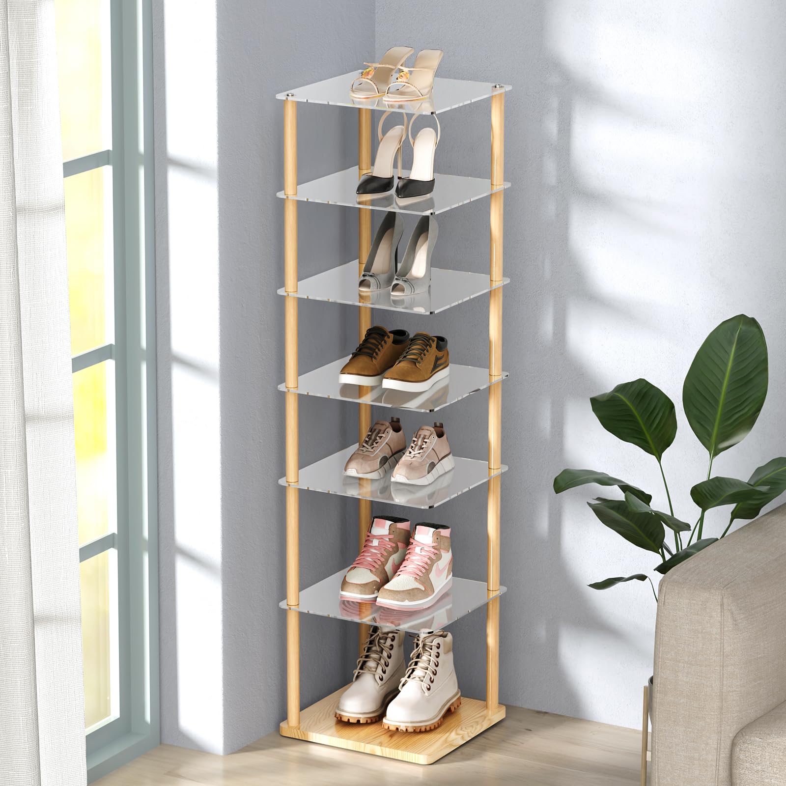 Amazon.com: NiHome 7-Tier Vertical Acrylic Shoe Rack, Easy No-Tool
