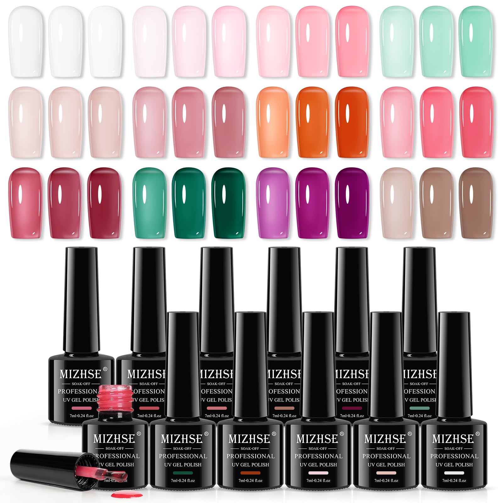 Amazon.com : MIZHSE Jelly Gel Polish Set 12 Colors, Glass Sheer