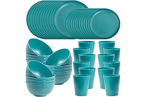LIYH 48pcs Wheat Straw Dishware: Microwave and Dishwasher Safe