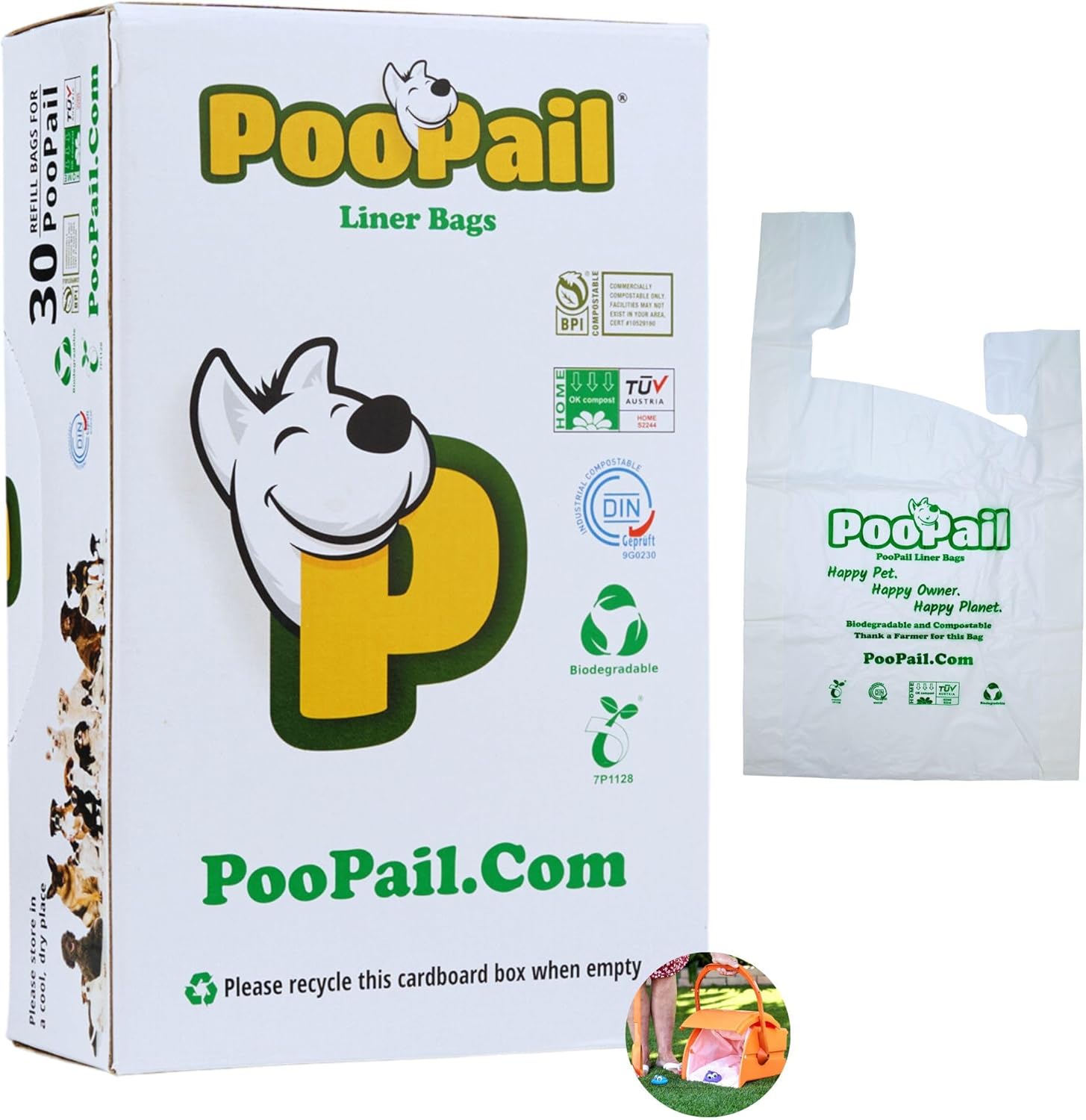 Heavy Duty & Leak-Proof Dog Poop Bags for Poopails - Eco-Friendly, Biodegradable & Unscented, Large Size for Easy Cleanup