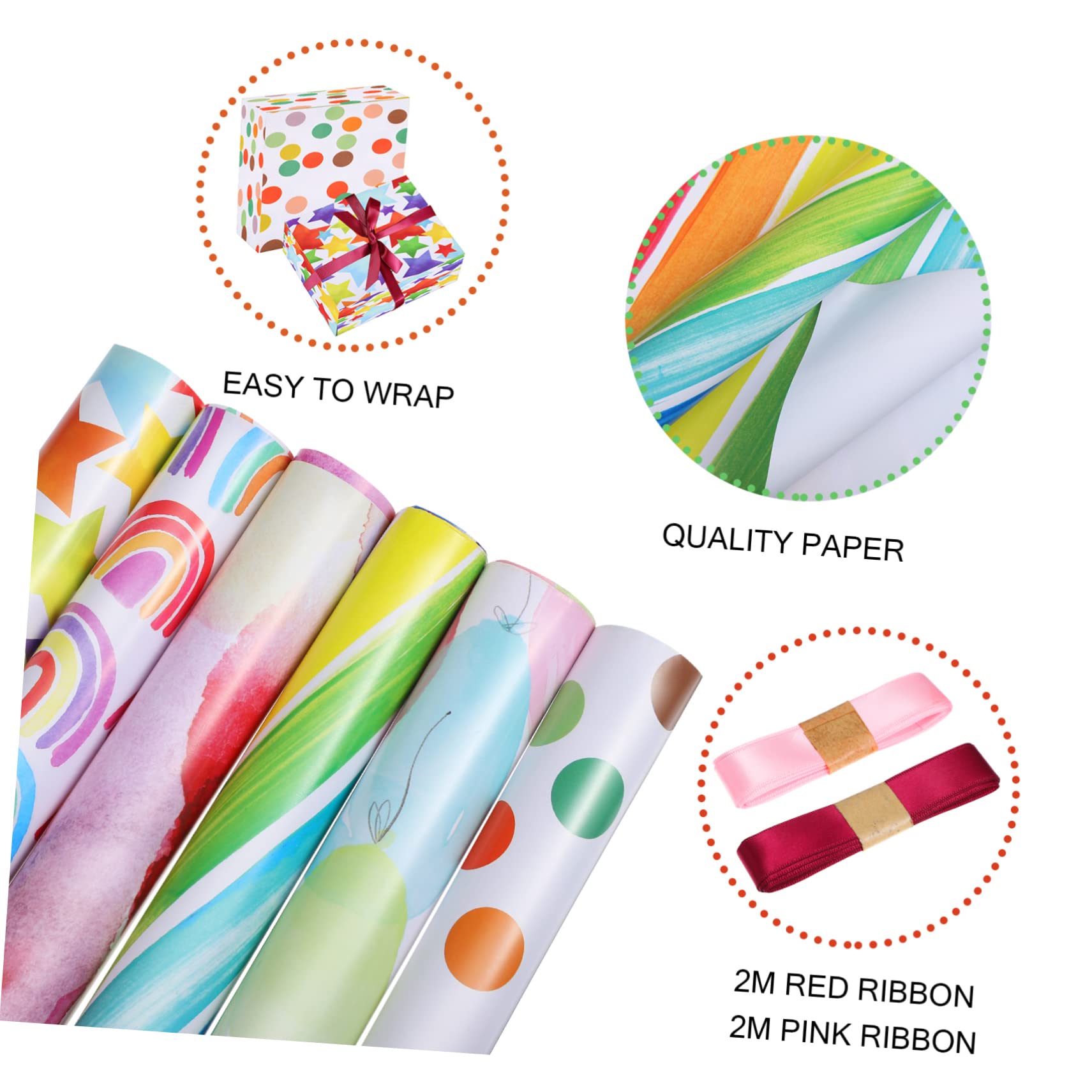 COLLBATH 1 Satz Geschenkpapier Geschenkpapier Für Festivals Bunte Packpapiere Mit Bändern