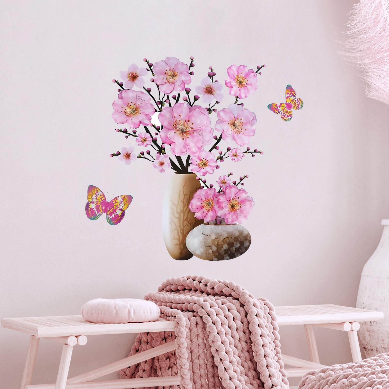 3 Piezas Pegatinas De Pared De Flores De Ventana Simuladas Pegatinas De