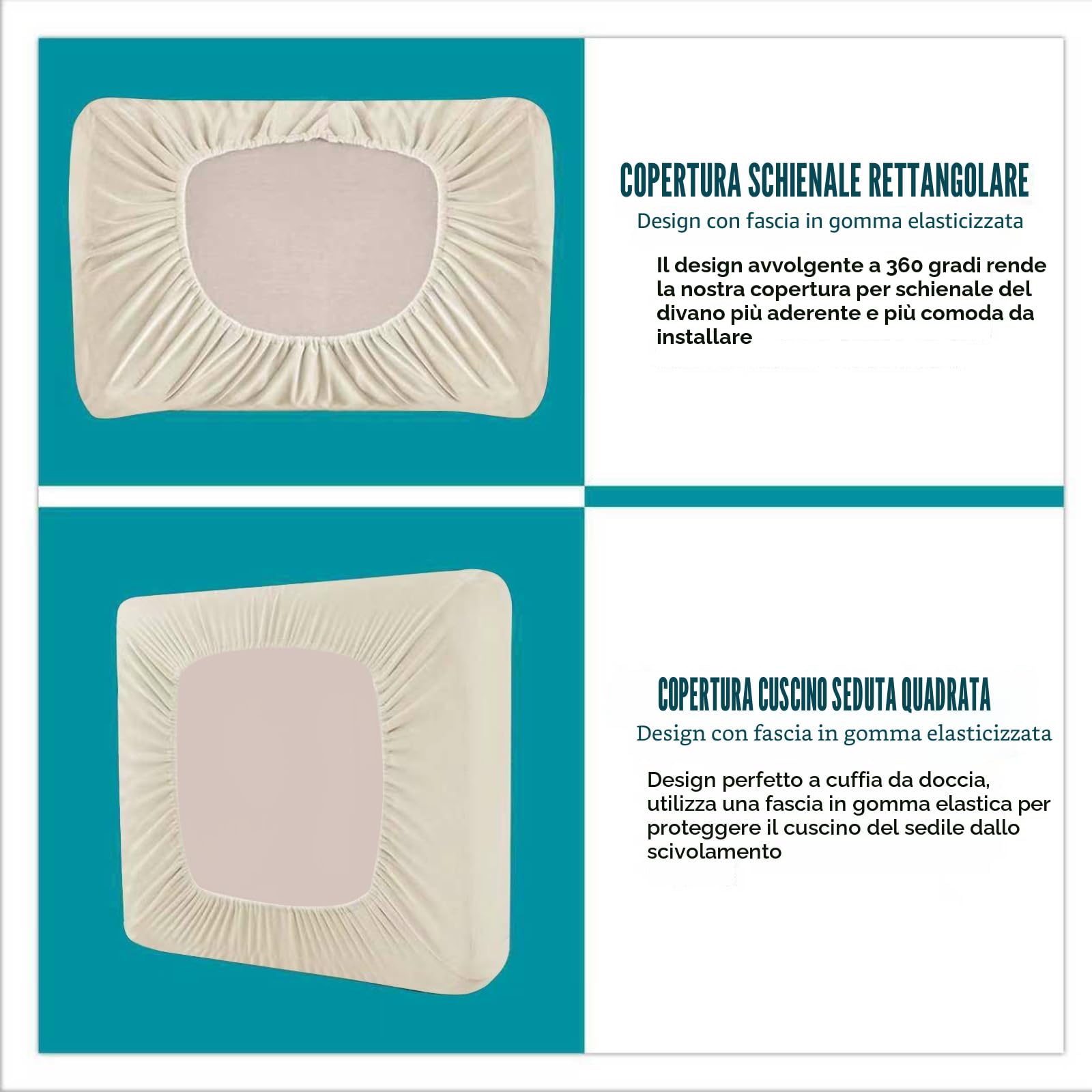 SYLC Ektorp Copridivani Con Cuscini E Schienale Separati, Velluto Elasticizzato Copridivano 1/2/3/4 Posti Con Braccioli, Copri Divano Antiscivolo (Beige,2 Seat Set 5 PCS)