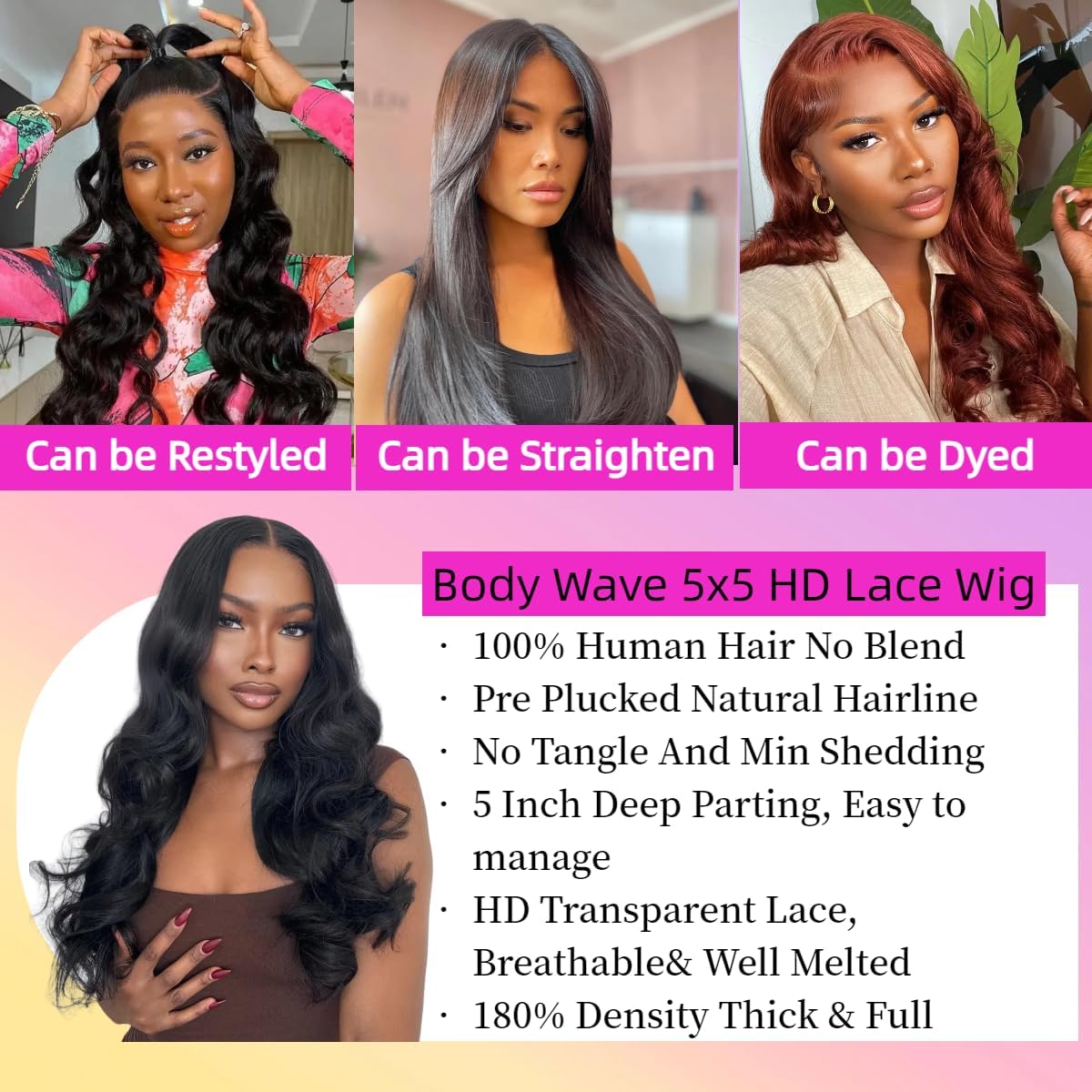100% Human Hair Lace Wig with Adjustable Cap
