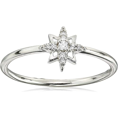 Amazon Essentials Cubic Zirconia North Star Dainty Demi Fine Ring in Sterling Silver (previously Amazon Collection)